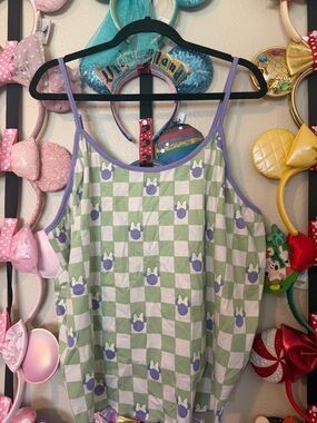 Her Universe Green & Lavender Checkered Minnie Tank Top